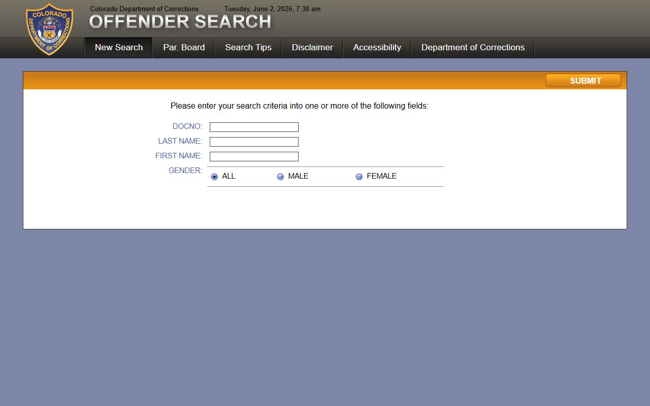 Colorado DOC offender search for Alamosa County sentenced inmates